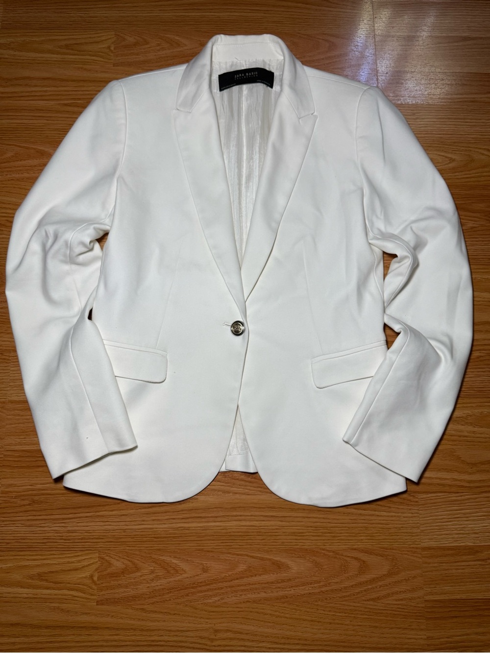 Zara Basic Blazer Size M White One Button Jacket